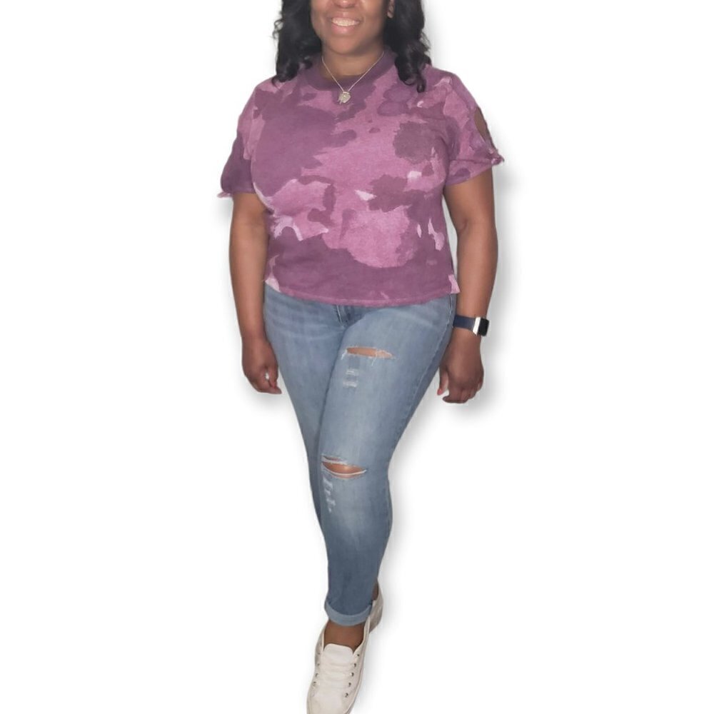 ☀ Alternative Earth Short Sleeve Tie Purple Top Sz M